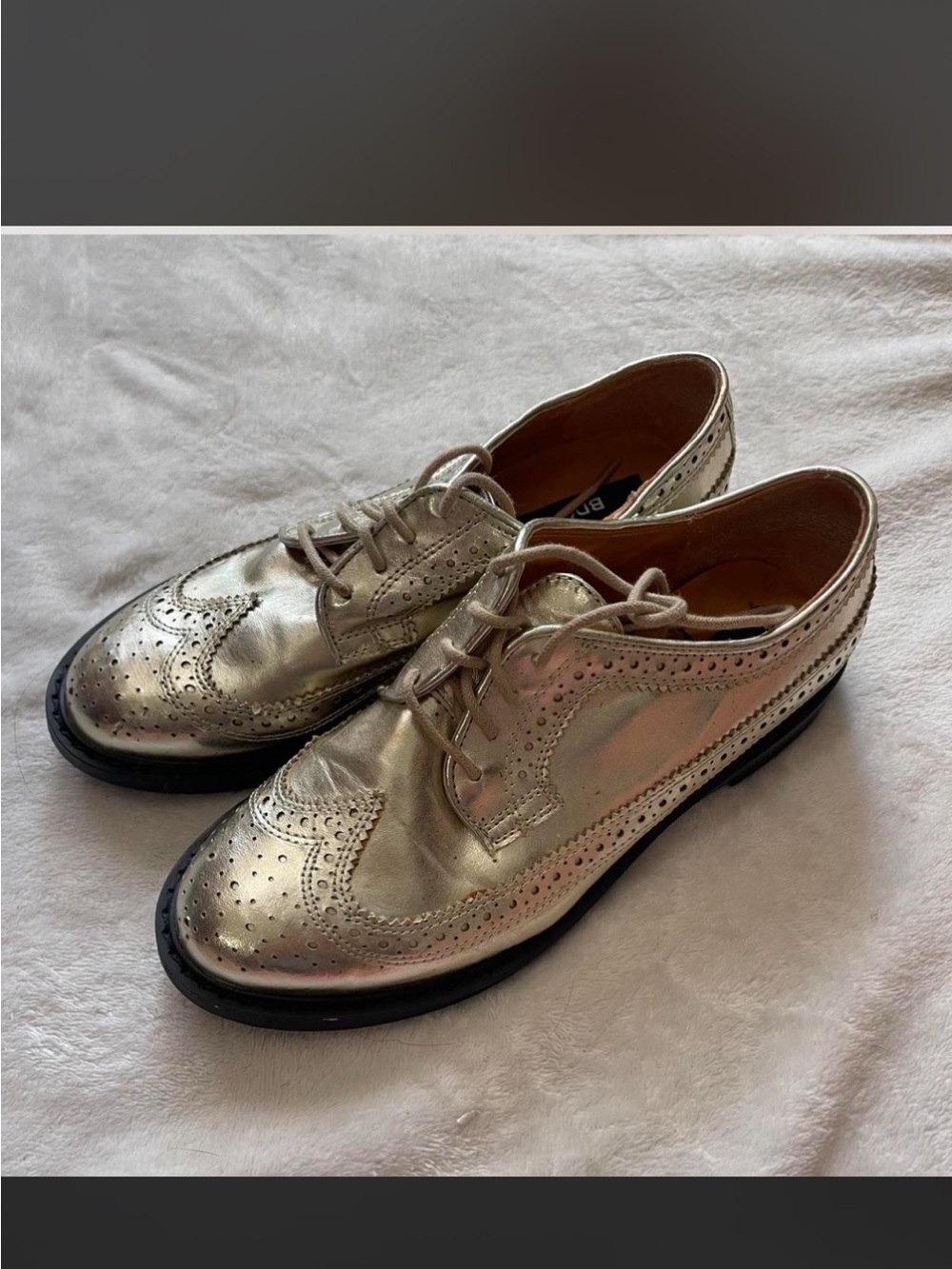 Urban Outfitters Metallic Gold Wingtip Brogues